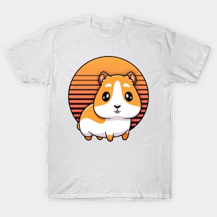 Retro Sunset Guinea Pig Shirts For Kids Men Women Pet Gift T-Shirt